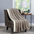 Hastings Home Faux Fur Jacquard Throw Blanket, Luxurious, Soft, Hypoallergenic with Sherpa Back, 60"x 70" (Coffee) 399294HSX